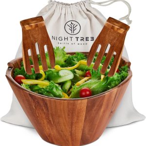 Night Tree Acacia Wood Salad Bowl Set